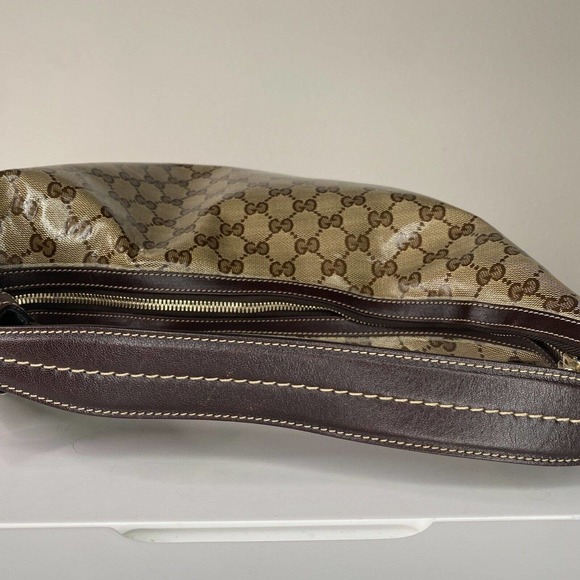 Gucci duchessa Hobo GG Logo, Crystal Coated canvas Bag , Beige Brown , Damaged - Picture 11 of 16